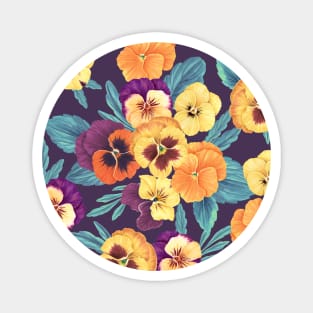 Pansies on navy Magnet